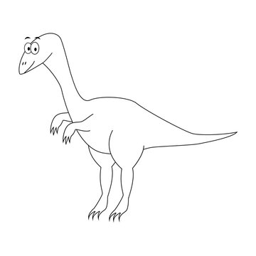 recommend clip art: Colorless funny cartoon  compsognathus. Vector illustration. Col