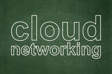 Obraz premium Cloud networking concept: text Cloud Networking on Green chalkboard background