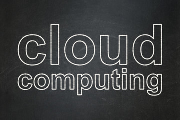 Cloud networking concept: text Cloud Computing on Black chalkboard background