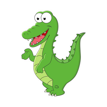 Cute cartoon crocodile. Vector illustration isolated on white ba