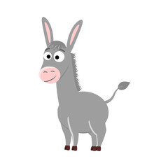 Fototapeta na wymiar Cute cartoon donkey. Vector illustration isolated on white backg