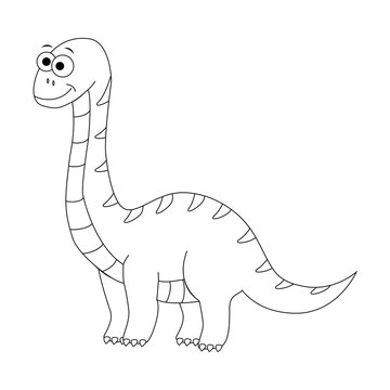 Colorless funny cartoon  diplodocus. Vector illustration. Colori
