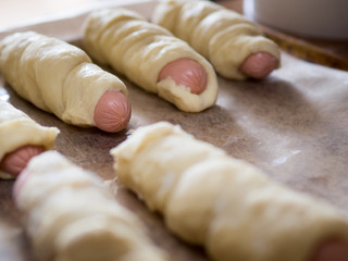 Sausages in dough, homemade