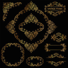 Vintage decorative element gold set