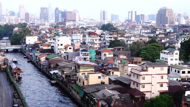 4K Canal Passenger and top view bangkok thailand	