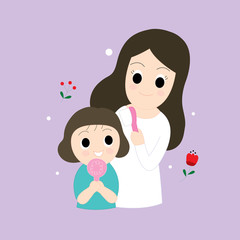 Cartoon cute mom is a beauty salon her daughter for love vector.