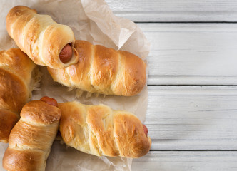 Sausages in dough, homemade