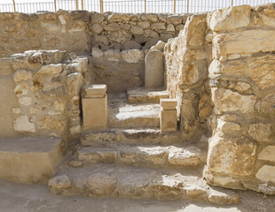 the Holy of Holies of the temple in the Israelite Fortress at Tel Arad, Israel