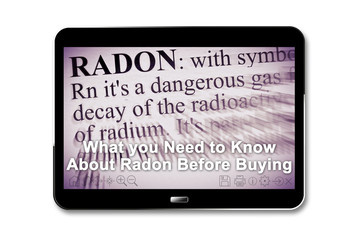 What you nedd to know about radon gas - Concept image with 3D render of a digital tablet and definition of radon 