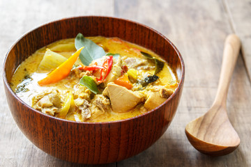 green curry chicken,thai food,Top view