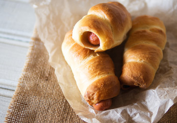Sausages in dough, homemade