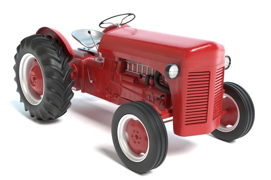 3d illustration of a red tractor