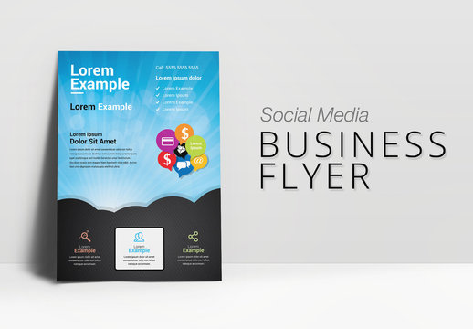 Social Media Flyer Layout with Sun Ray Element