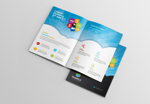 Social Media Brochure Layout with Sun Ray Element