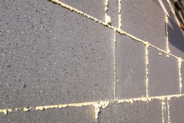 Graphite styrofoam insolation on the new house under construction