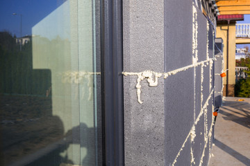 Graphite styrofoam insolation on the new house under construction