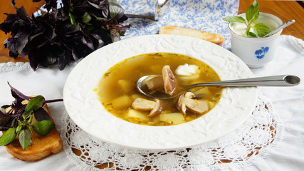 soup with porcini mushrooms