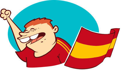 soccer fan with national flag cartoon