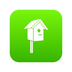 Birdhouse icon green vector