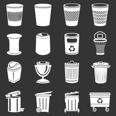 Trash can icons set grey vector