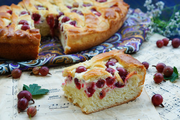 cake with gooseberries