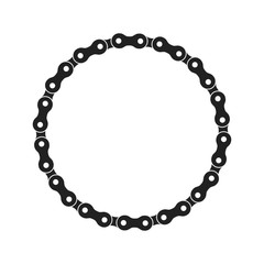 Round Vector Frame Made of Bike or Bicycle Chain. Monochrome Black Bike Chain. Bike Chain Circle Frame