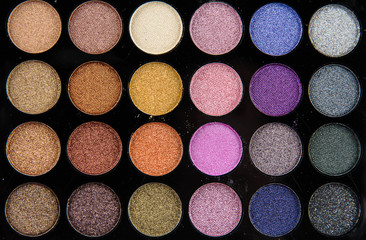 The multicolor of eyeshadow,show pigment and texture of product.