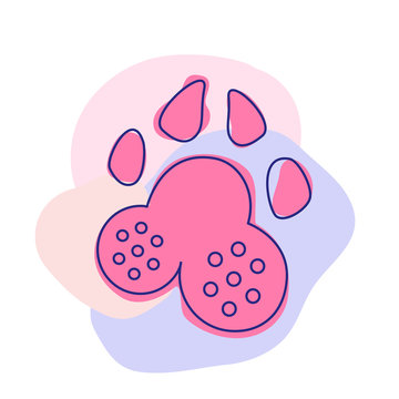 Outline paw vector icon on blot. Logo design for pet shop