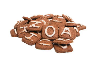 biscuits with letters isolated
