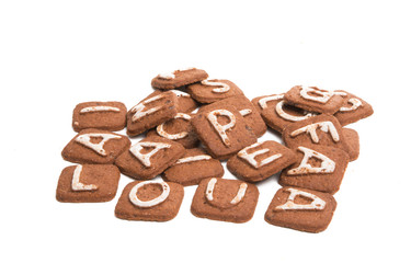 biscuits with letters isolated
