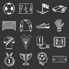 Soccer football icons set grey vector