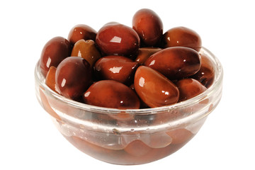 Kalamata black olives in a bowl