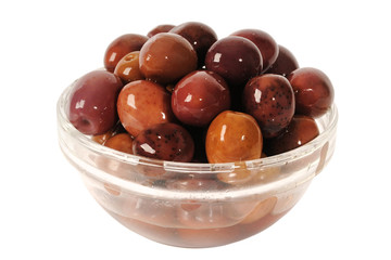 Kalamata black olives in a bowl