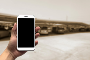 blurred photo, Blurry image, Cars in the parking lot, background