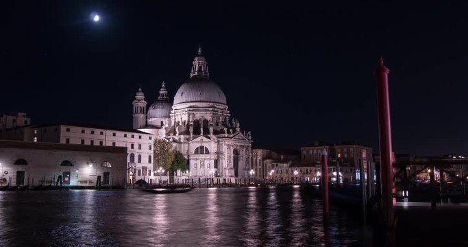 Timelapse of Basilica di Santa Maria della Salute at night