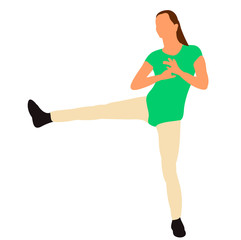 vector, isolated, flat style, girl doing exercises