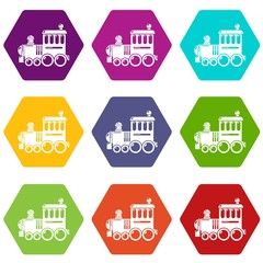 Railroad icons set 9 vector