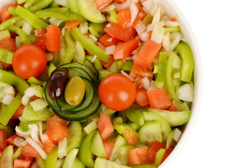 Fresh vegetable salad isolated on white background