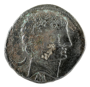 Silver coin. Ancient Secobirices Iberian Spain silver denarius. Obverse.