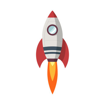 Rocket launch icon, flat design
