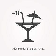 Silhouette icon alcoholic cocktail