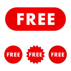 Free red button. free icon. free sign.