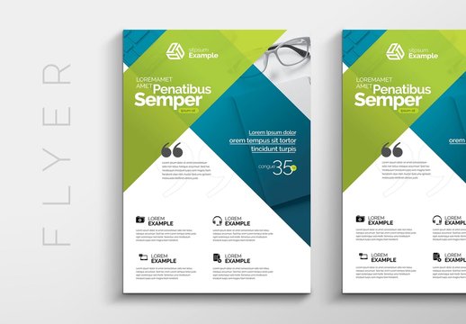 Green and Blue Trifold Business Brochure Layout