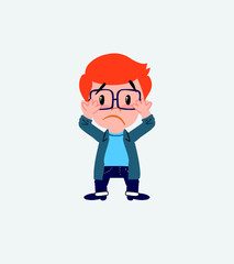 White boy with a glasses, surprised.