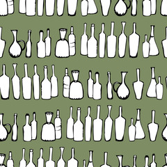 Pattern of the silhouettes of different bottles