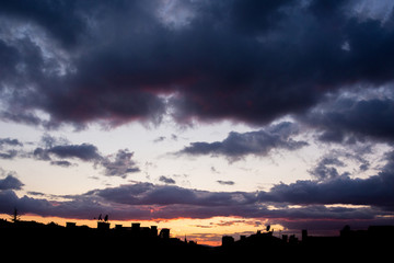 city sunrise and sunset of colorful skyscapes cloudscapes of a city