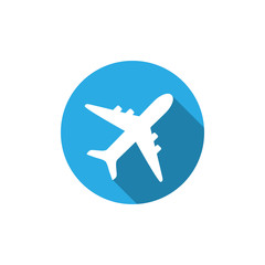 Airplane icon, plane sign. Vector illustration, flat design.