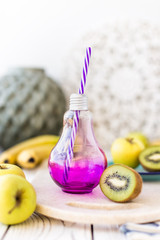 Apple-banana-kiwi smoothie cocktail