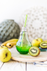 Apple-banana-kiwi smoothie cocktail