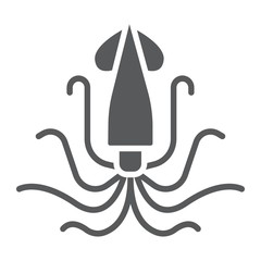 Squid glyph icon, animal and underwater, aquatic sign vector graphics, a solid pattern on a white background, eps 10.